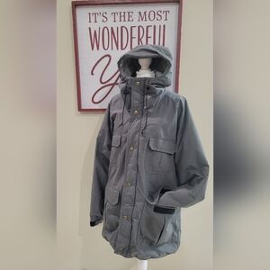 Vintage LL Bean Men's Medium Gray Hooded Jacket Gore Tex